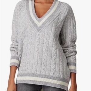 rag & bone Light Gray V-Neck Cable Sweater